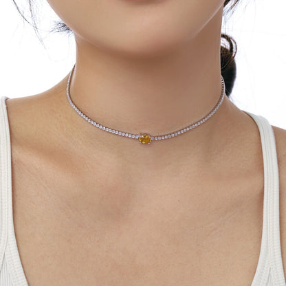 [Solara Jewelry]1.0 Carat Shining Oval Cut Necklace