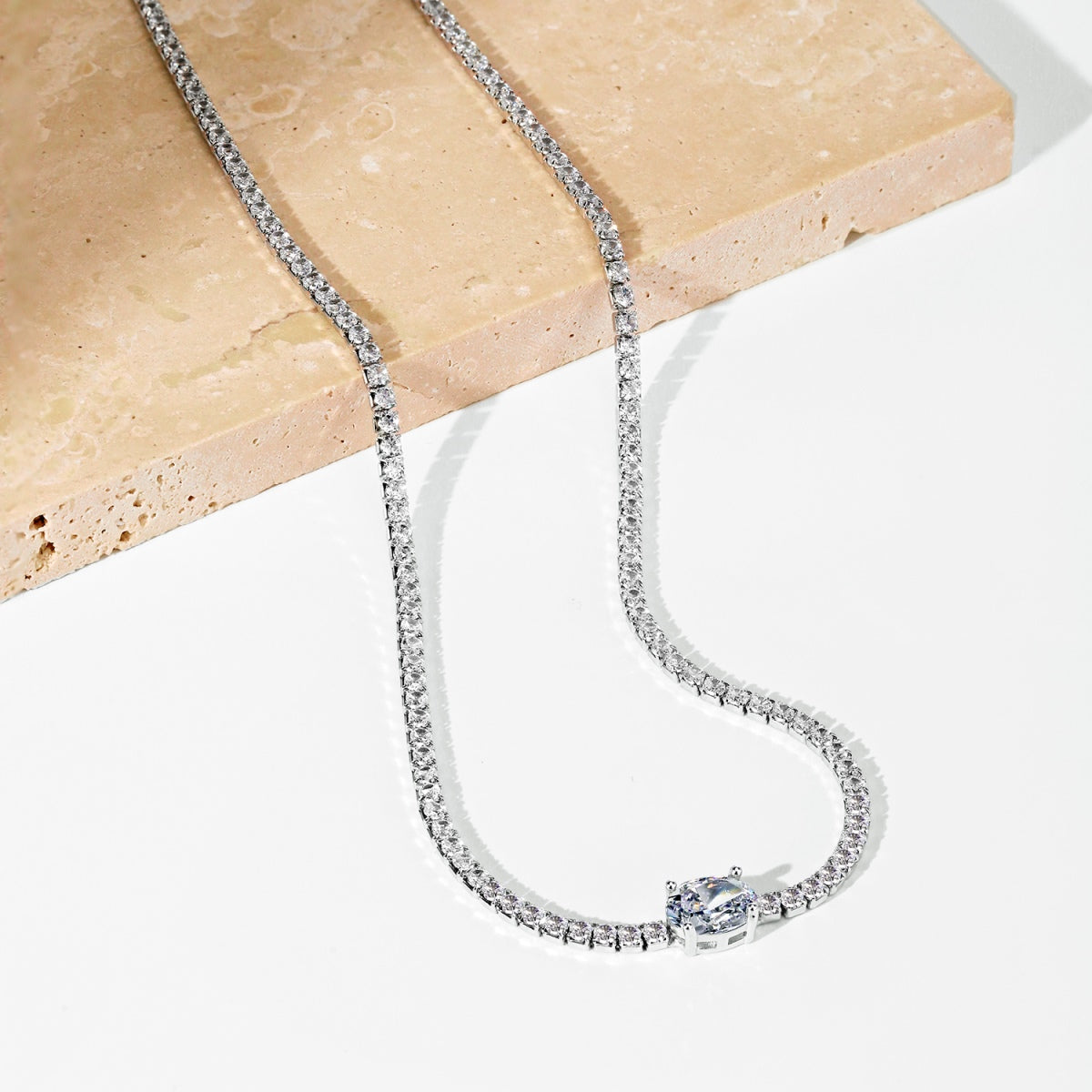 [Solara Jewelry]1.0 Carat Shining Oval Cut Necklace