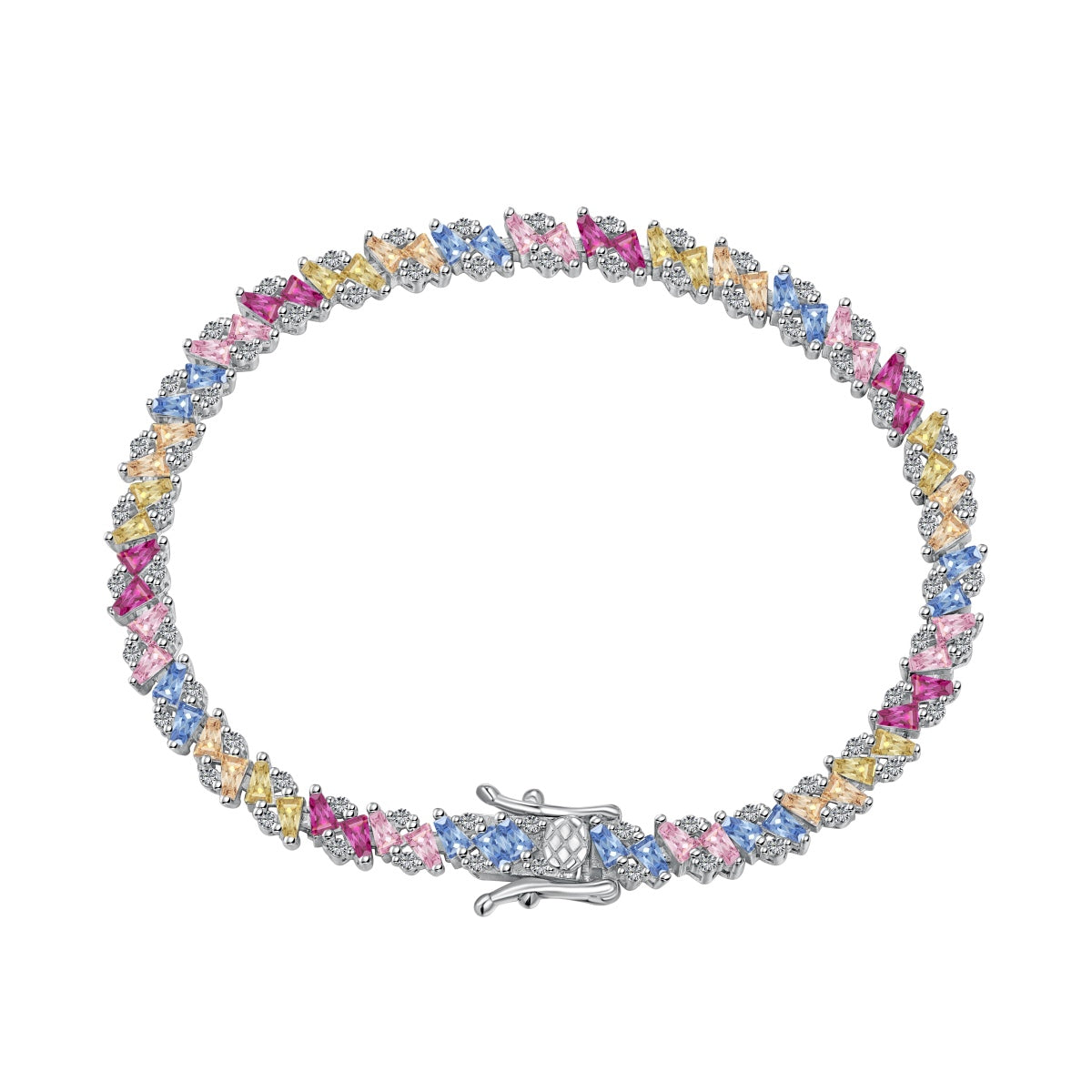 [Solara Jewelry]Ornate Sparkling Multi Cut Party Bracelet