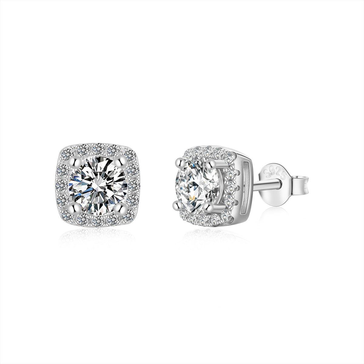 [Solara Jewelry]Classic Round Center Stone Stud Earrings