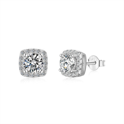 [Solara Jewelry]Classic Round Center Stone Stud Earrings