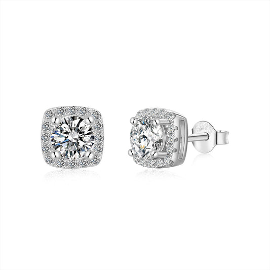 [Solara Jewelry]Classic Round Center Stone Stud Earrings
