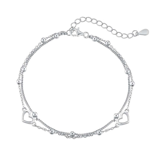 [Solara Jewelry]Dainty Double Layer Love Heart Bracelet