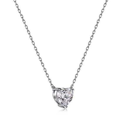 [Solara Jewelry]Heart Shape Main Stone Pendant Collarbone Necklace