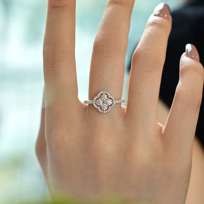 [Solara Jewelry]Four Leaf Clover Flower Design Ring