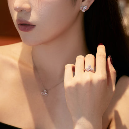 [Solara Jewelry]Elegant Flower Shape Pear Cut Necklace