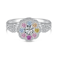 [Solara Jewelry]Zarter, farbiger Ring in runder Blütenform für die Hochzeit