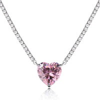 [Solara Jewelry]8.0 Carat Versatile Colorful Sweet Heart-Shaped Tennis Necklace