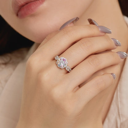 [Solara Jewelry]Delicate Colorful Round Cut Flower Shape Wedding Ring