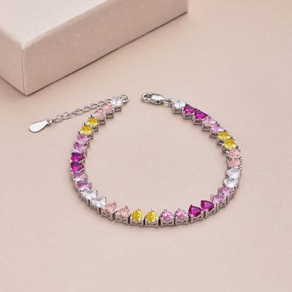 [Solara Jewelry]Luxurious Colorful Romantic Heart Shape Lover Bracelet