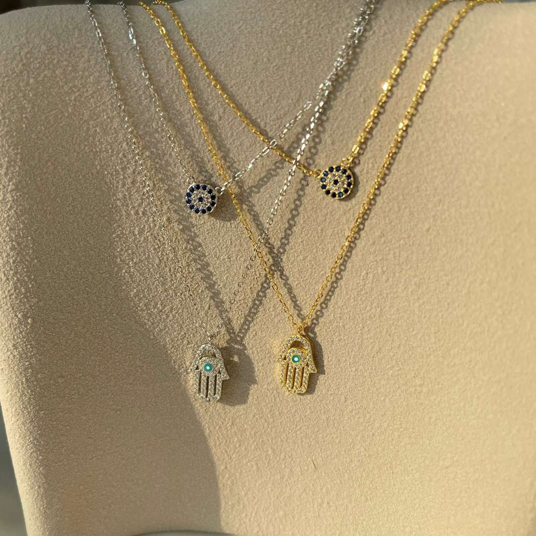 [Solara Jewelry]Demon Eye Hamsa Palm Necklace
