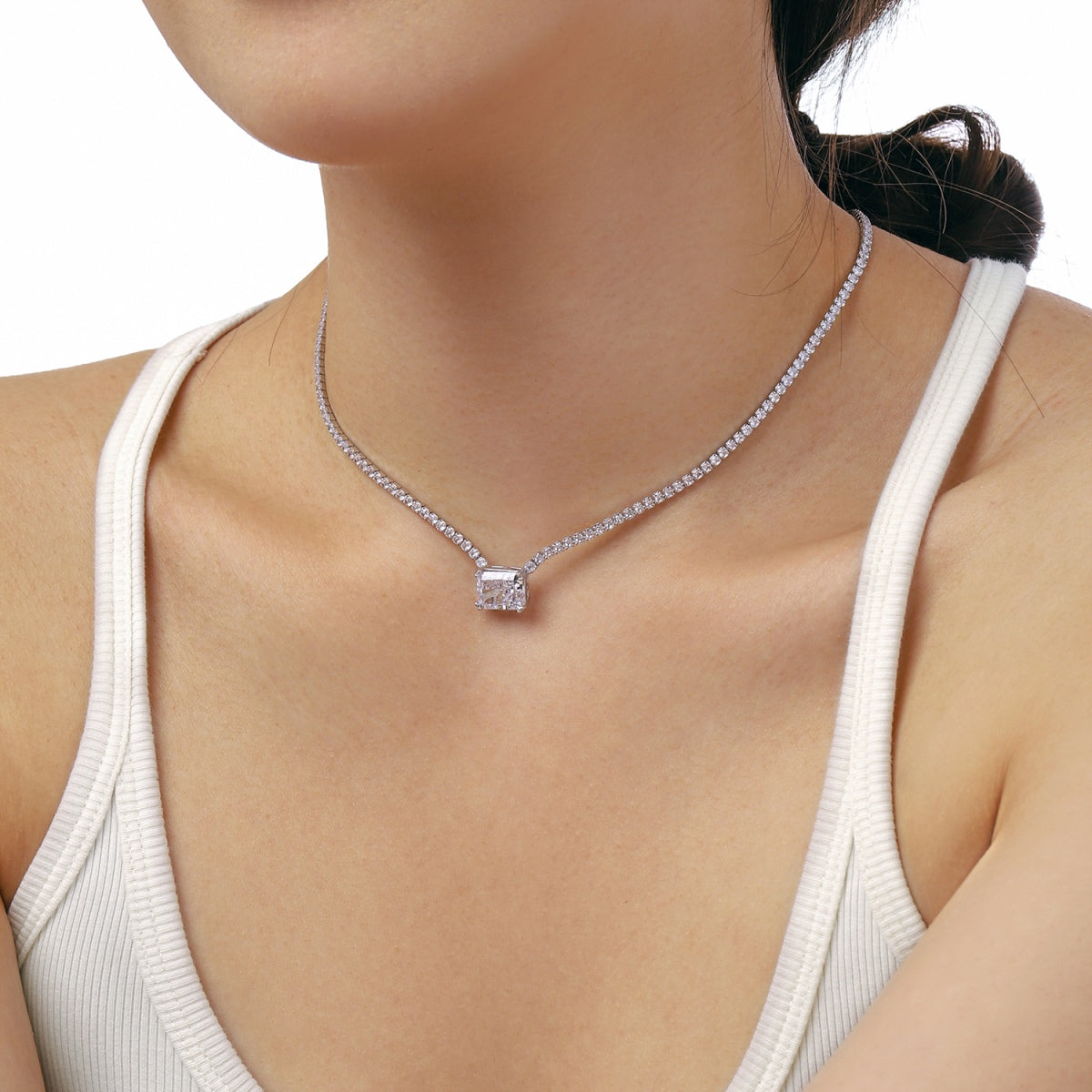 [Solara Jewelry]4.0 Carat Elegant Radiant Cut Necklace