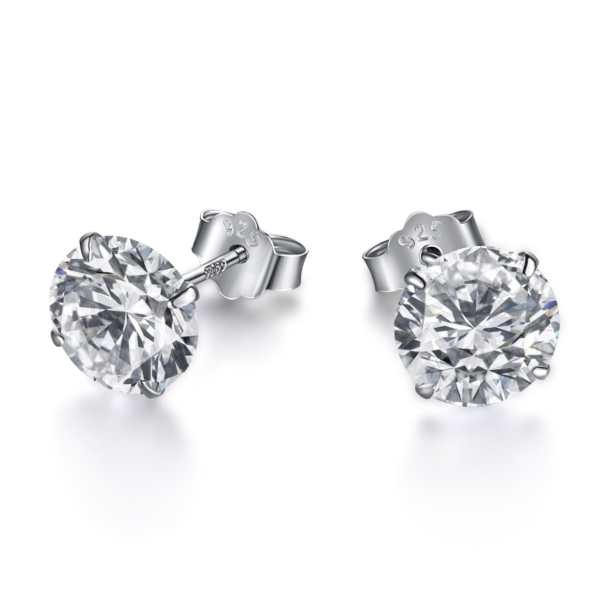 [Solara Jewelry]Stylish Shiny Round Center Stone Stud Earrings
