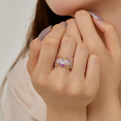 [Solara Jewelry]Luxurious Colorful Radiant Cut Daily Ring