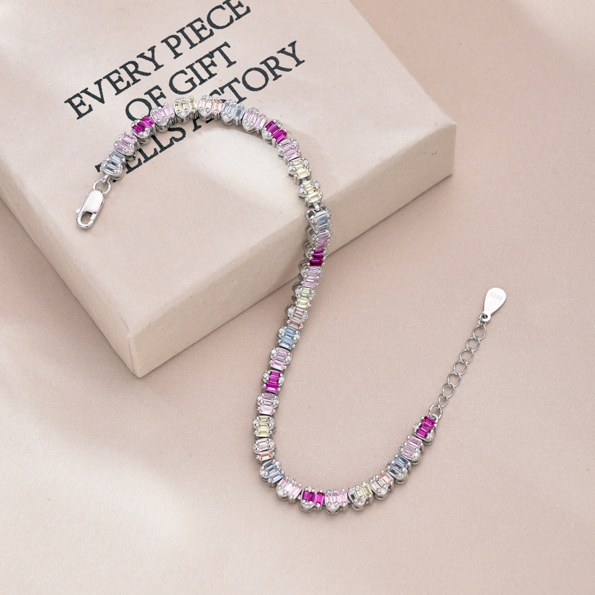 [Solara Jewelry]Delicate Colorful Emerald Cut Party Bracelet