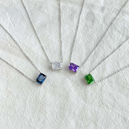 [Solara Jewelry]Luxurious Square Shape Colorful Necalack