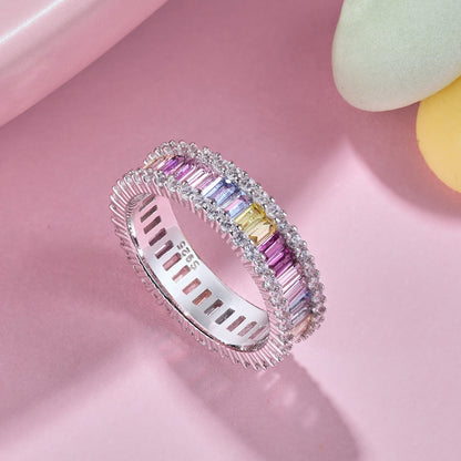 [Solara Jewelry]Dainty Kaleidoscopic Emerald Cut Daily Ring