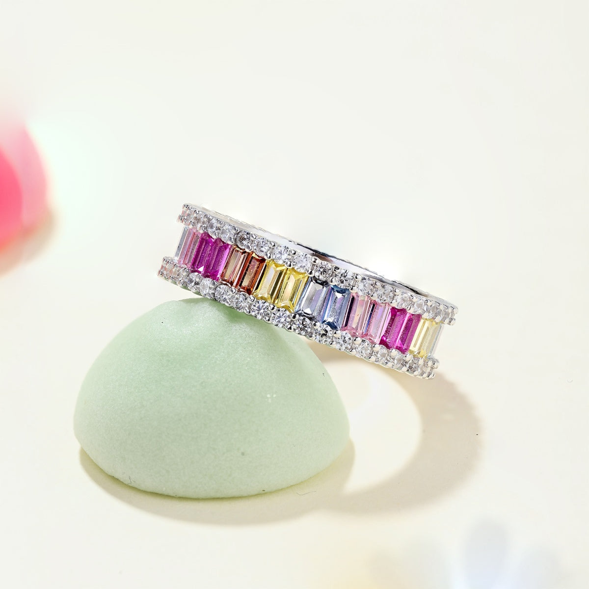 [Solara Jewelry]Dainty Kaleidoscopic Emerald Cut Daily Ring