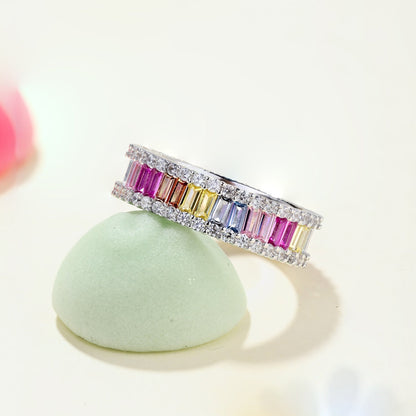 [Solara Jewelry]Dainty Kaleidoscopic Emerald Cut Daily Ring