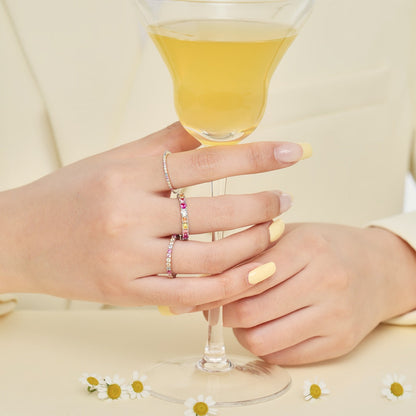 [Solara Jewelry]Dazzling Lustrous Round Cut Tennis Ring