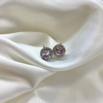 [Solara Jewelry]Classic Princess Round Shape Earrings