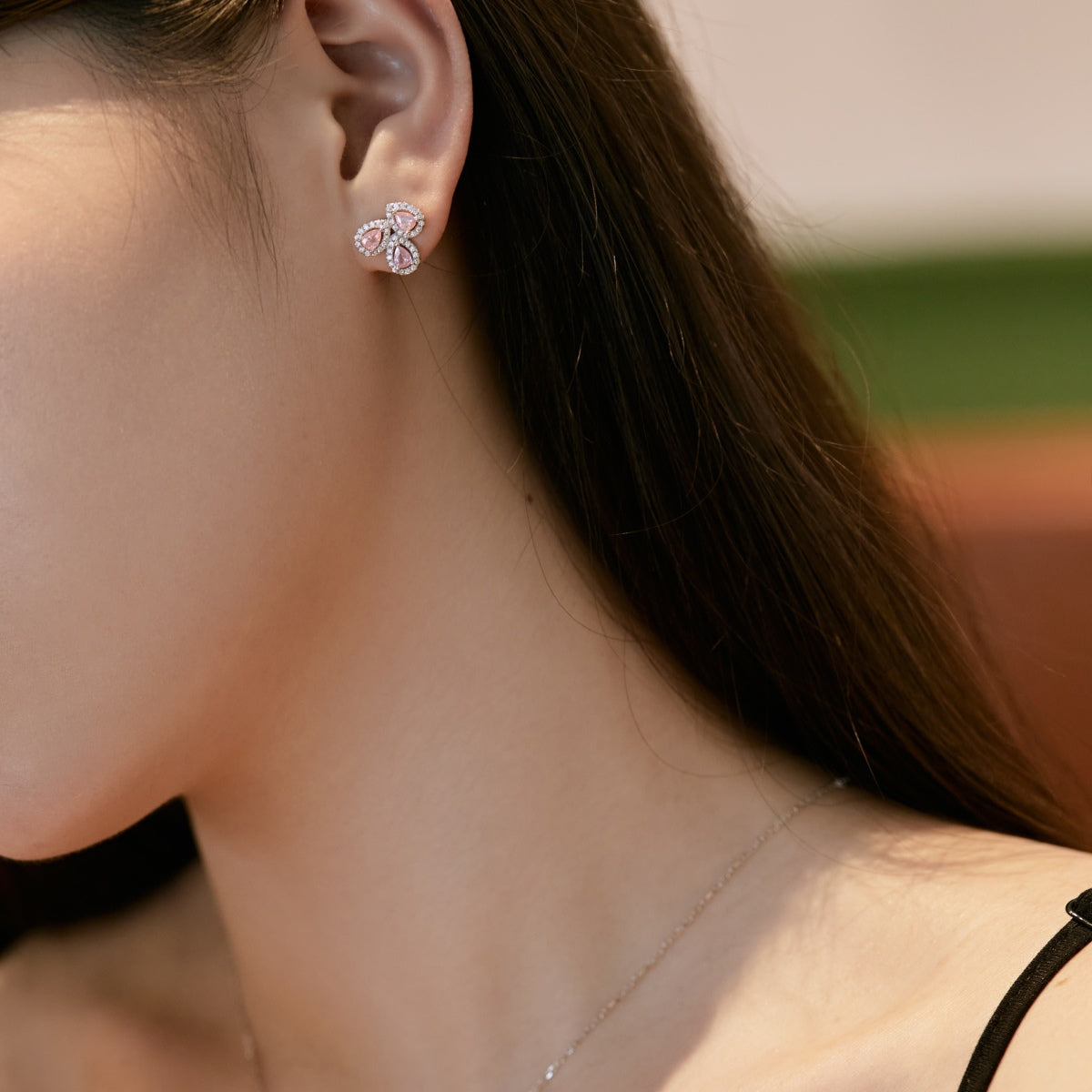 [Solara Jewelry]Ornate Flower Shape Pear Cut Lover Earrings
