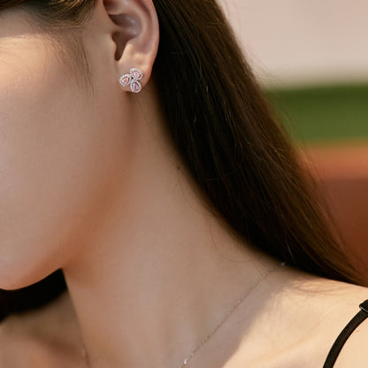 [Solara Jewelry]Ornate Flower Shape Pear Cut Lover Earrings