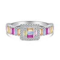 [Solara Jewelry]Exquisiter bunter Partyring mit Radiant-Schliff