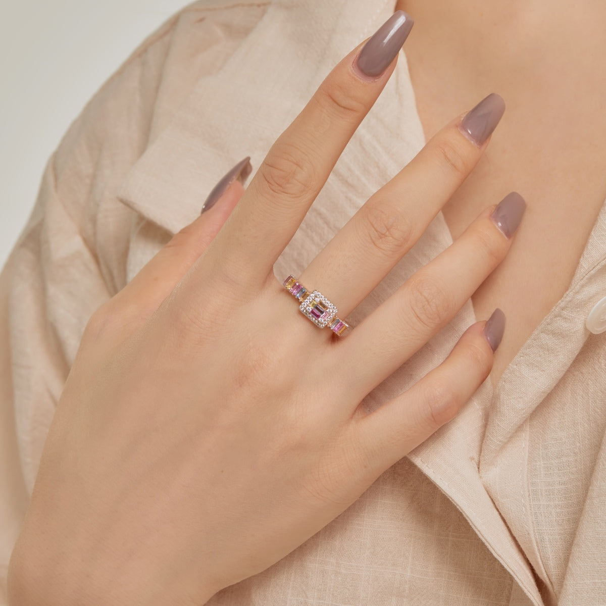 [Solara Jewelry]Exquisite Colorful Radiant Cut Party Ring
