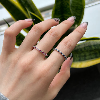 [Solara Jewelry]Exquisite Colorful Round Cut Tennis Ring
