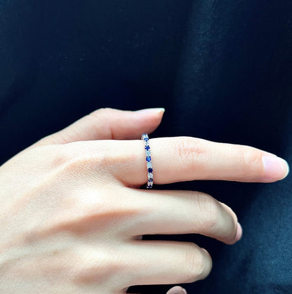 [Solara Jewelry]Exquisite Colorful Round Cut Tennis Ring