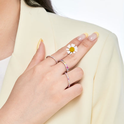 [Solara Jewelry]Ornate Colorful Round Cut Tennis Ring