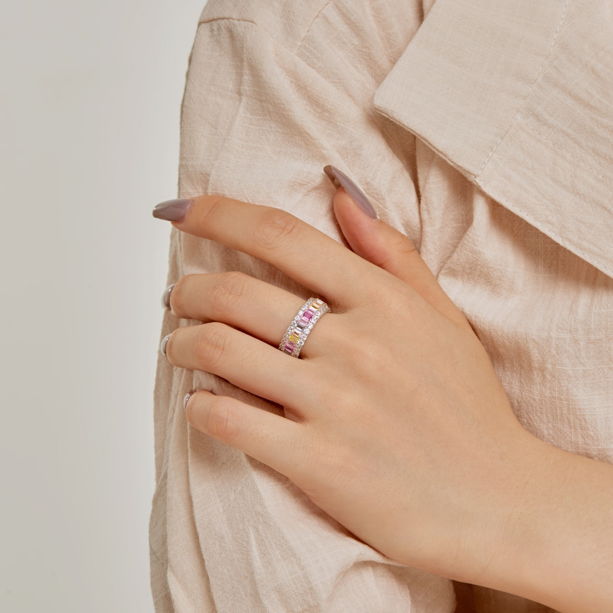 [Solara Jewelry]Dainty Colorful Radiant Cut Daily Ring