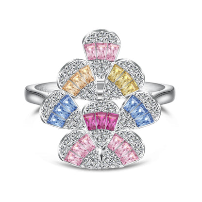 [Solara Jewelry]Sparkling Colorful Water Drop Shape Daily Ring