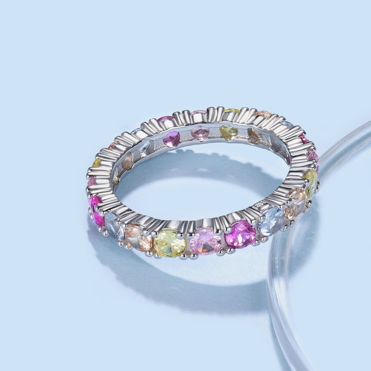 [Solara Jewelry]Dazzling Lustrous Round Cut Tennis Ring