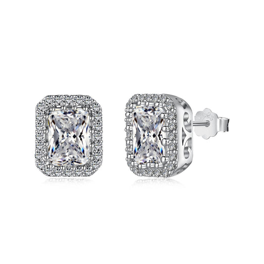 [Solara Jewelry]1.0 Carat Luxurious Dainty Emerald Cut Daily Earrings
