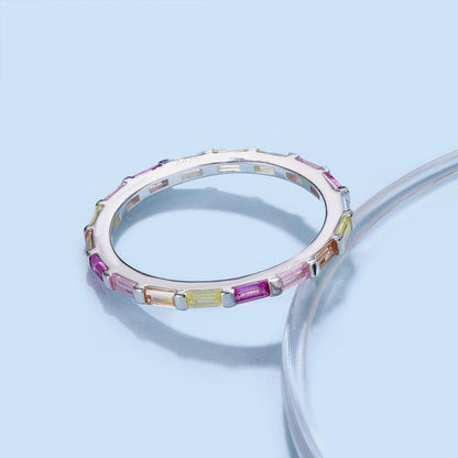 [Solara Jewelry]Exquisite Multicolored Emerald Cut Daily Ring