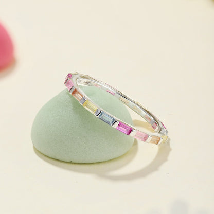 [Solara Jewelry]Exquisite Multicolored Emerald Cut Daily Ring