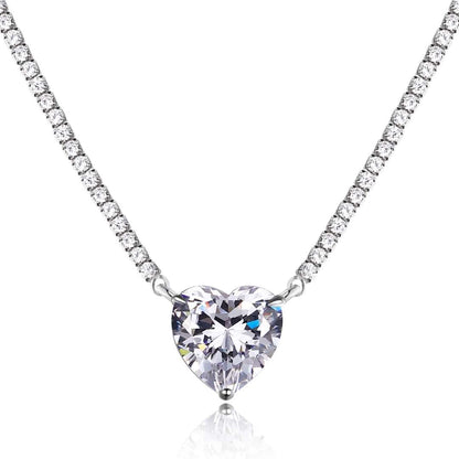 [Solara Jewelry]8.0 Carat Versatile Colorful Sweet Heart-Shaped Tennis Necklace