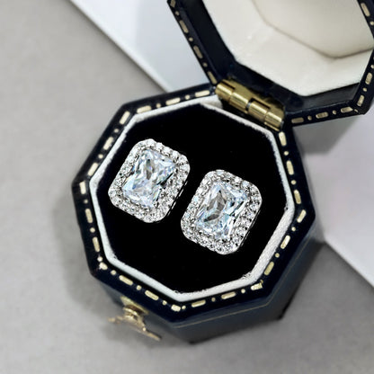 [Solara Jewelry]1.0 Carat Luxurious Dainty Emerald Cut Daily Earrings