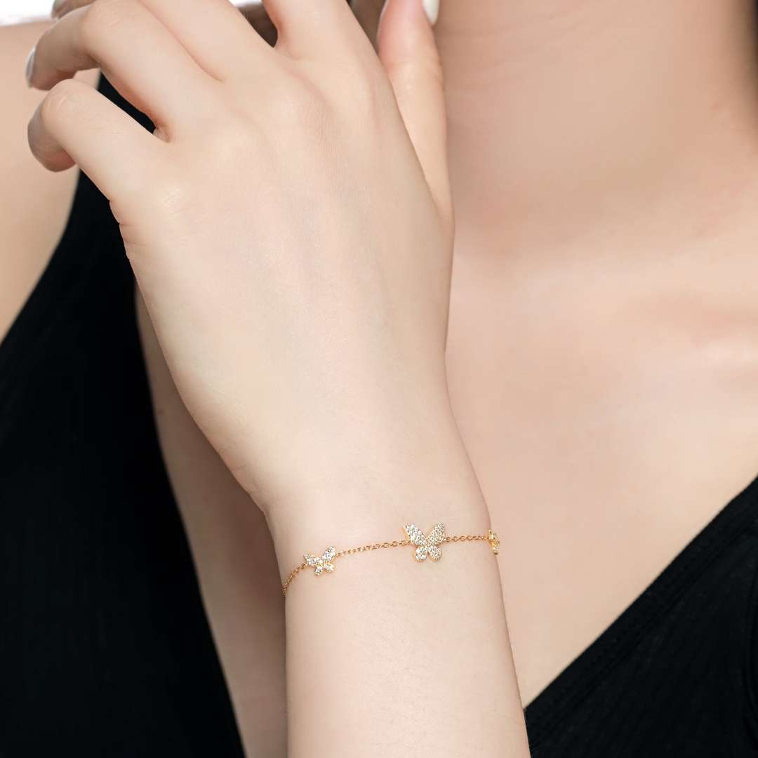 [Solara Jewelry]Delicate Butterfly Pendant Bracelet
