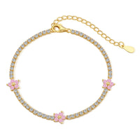 [Solara Jewelry]Sparkling Flower Shape Tennis Bracelet