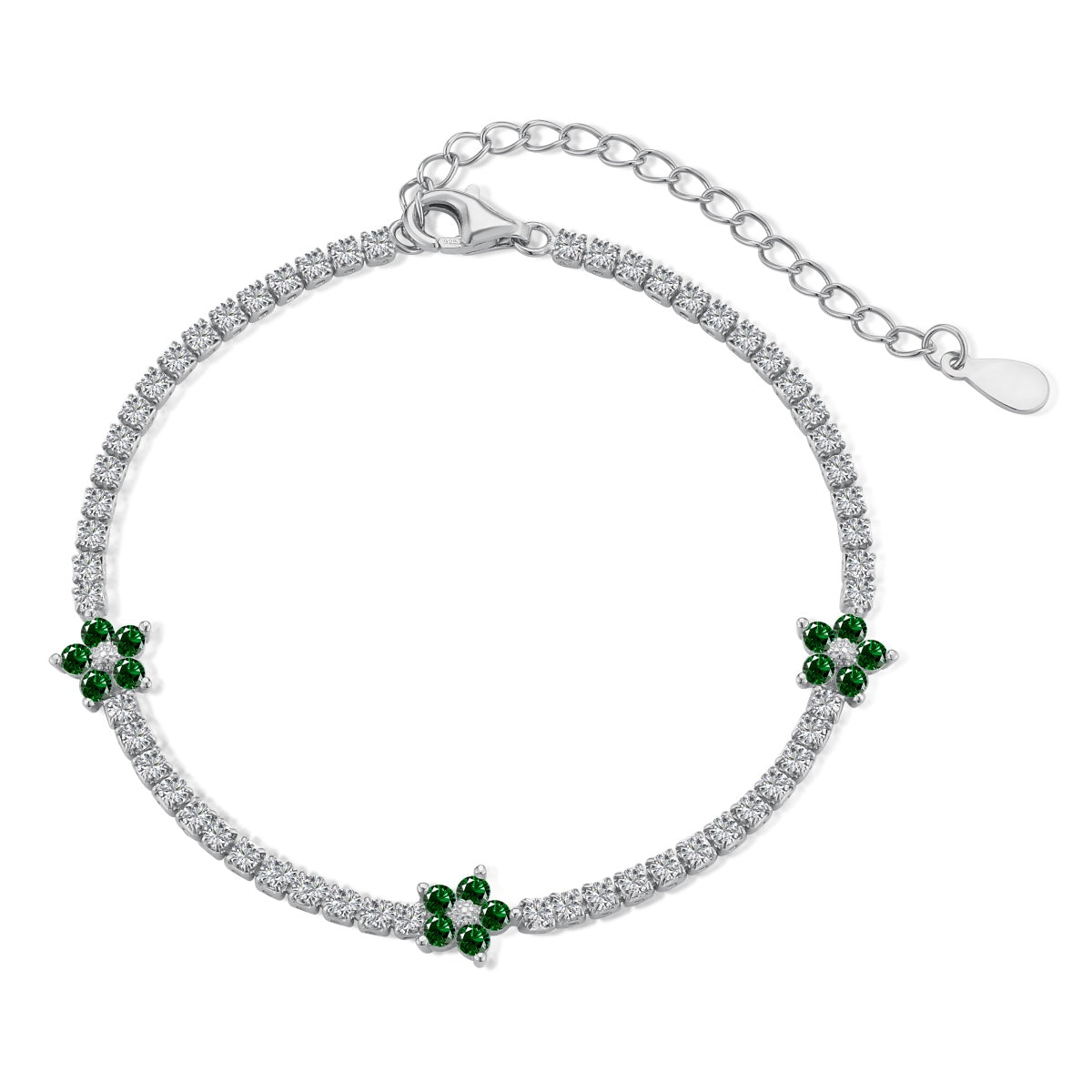 [Solara Jewelry]Sparkling Flower Shape Tennis Bracelet