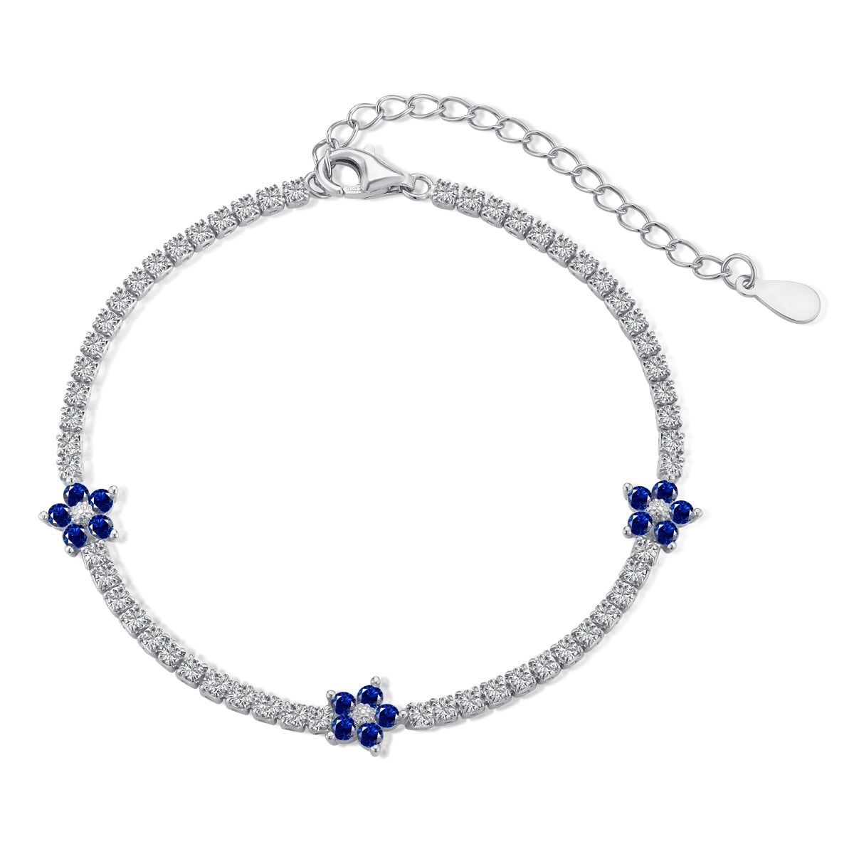 [Solara Jewelry]Sparkling Flower Shape Tennis Bracelet