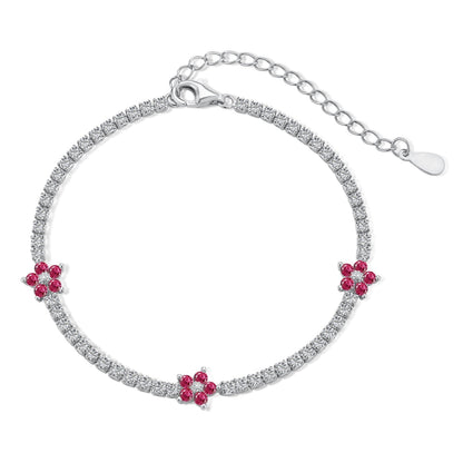 [Solara Jewelry]Sparkling Flower Shape Tennis Bracelet