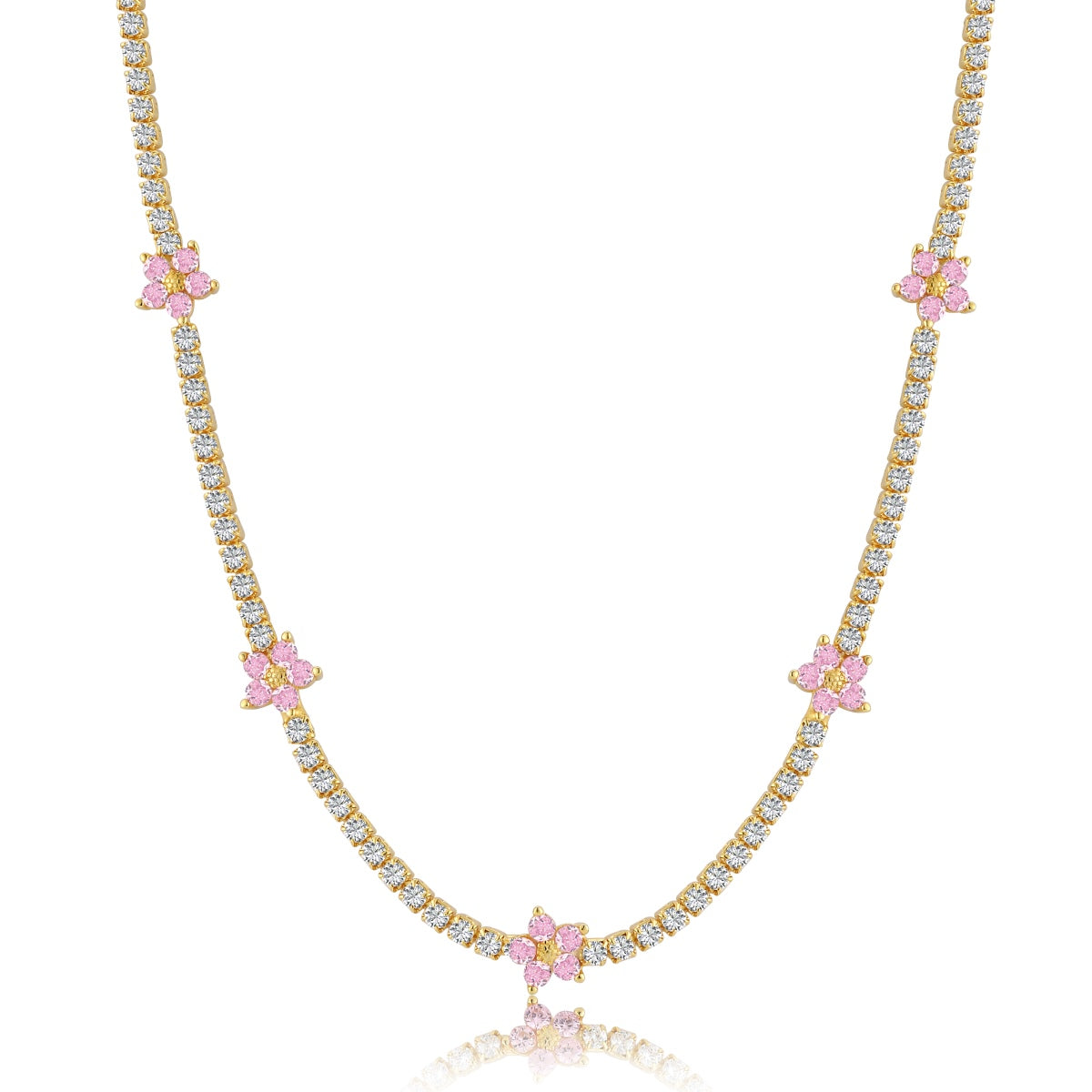 [Solara Jewelry]Luxurious Colorful Flower Tennis Necklace