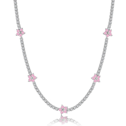 [Solara Jewelry]Luxurious Colorful Flower Tennis Necklace