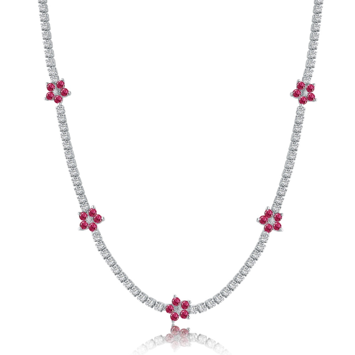 [Solara Jewelry]Luxurious Colorful Flower Tennis Necklace