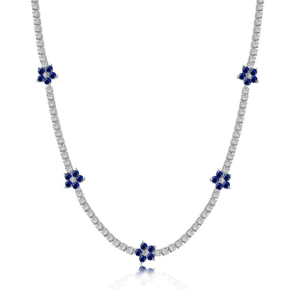 [Solara Jewelry]Luxurious Colorful Flower Tennis Necklace