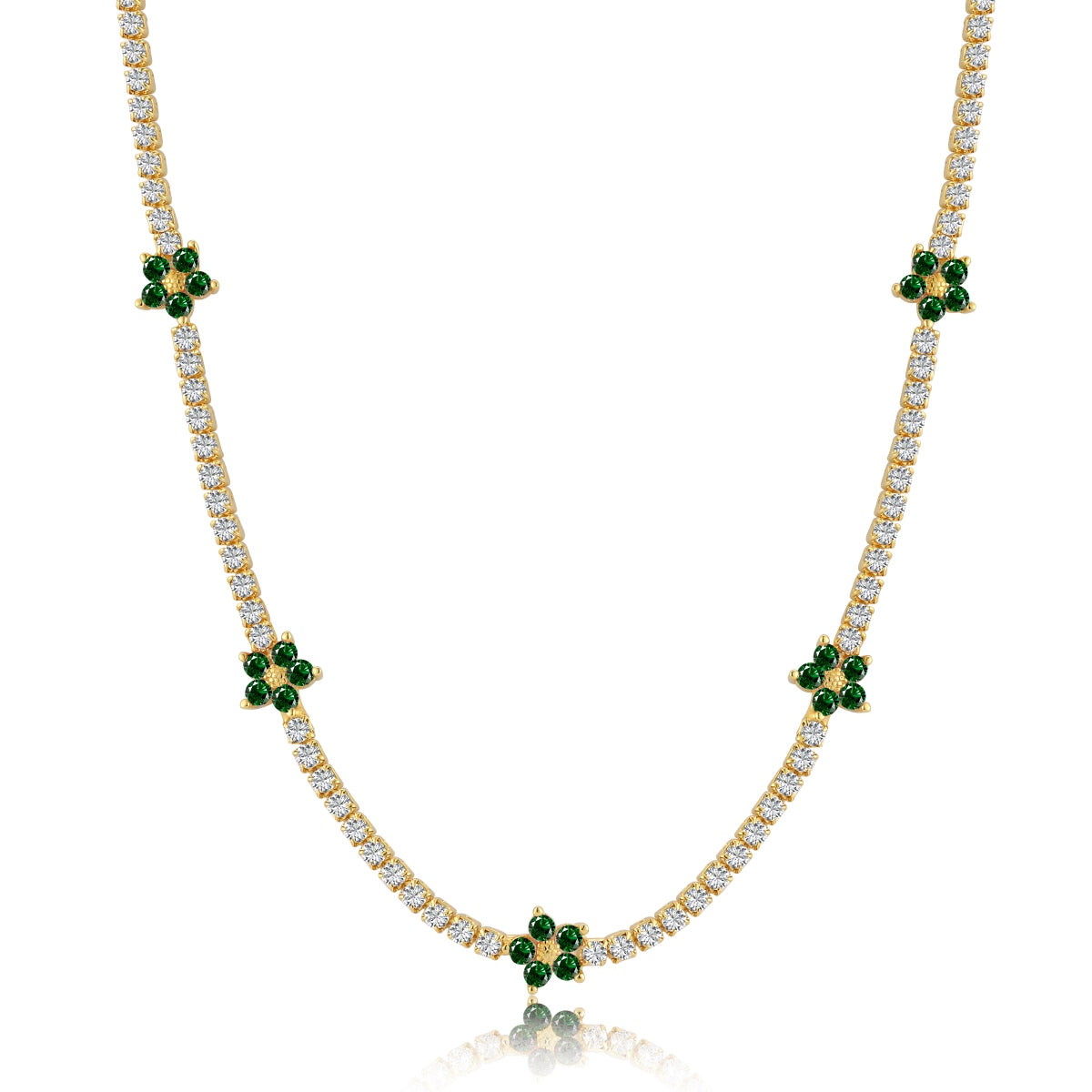 [Solara Jewelry]Luxurious Colorful Flower Tennis Necklace